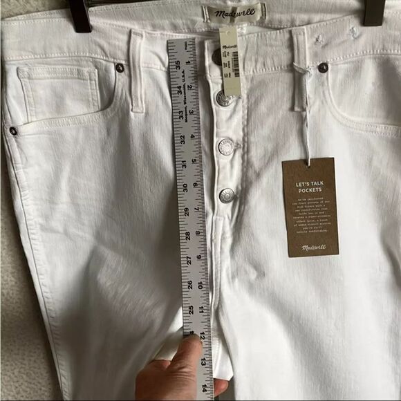 Madewell High‎ Rise Skinny Jeans Step Hem Womens Size 35 Petite White - Picture 8 of 12